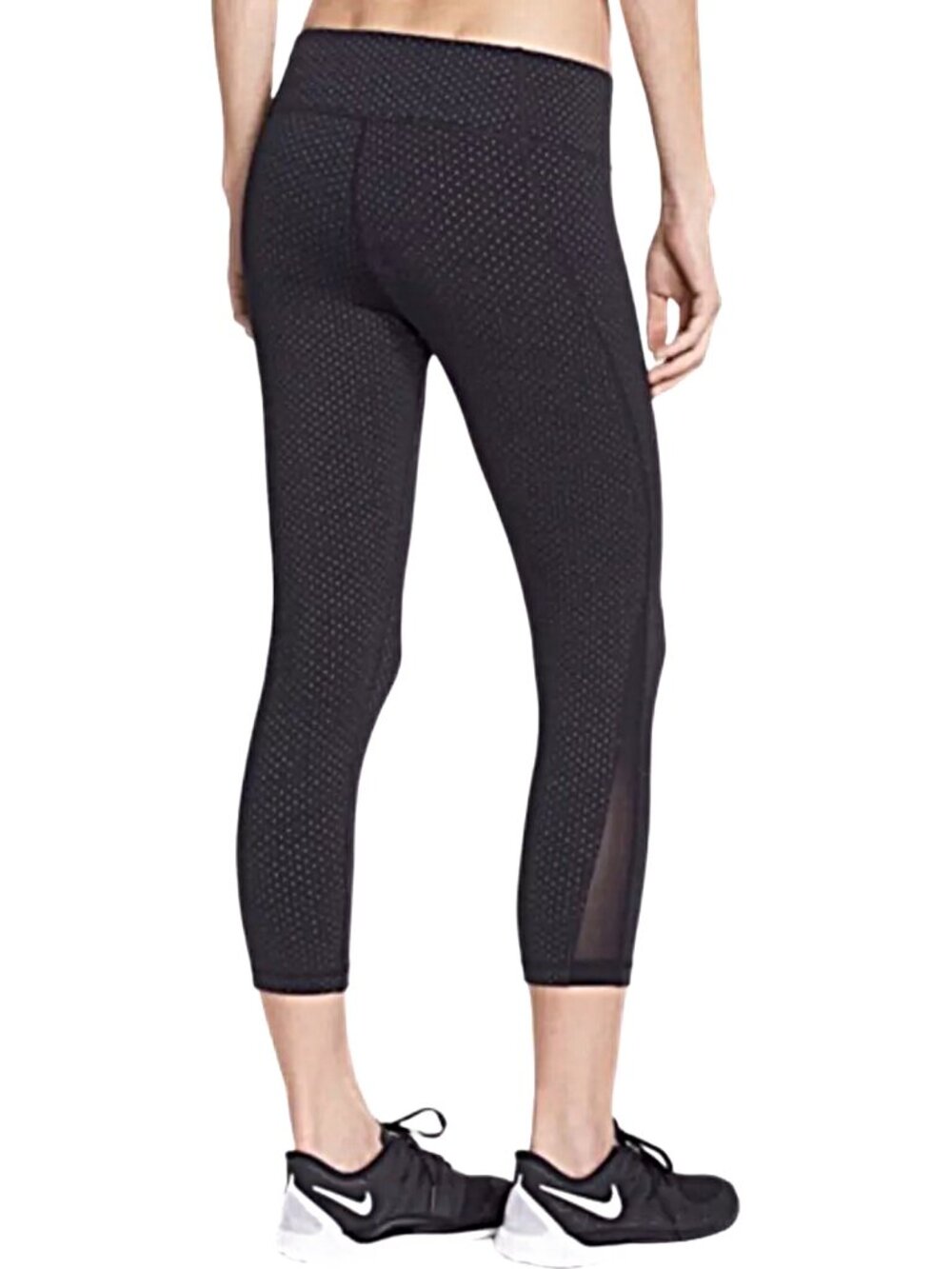 Zella Live In Capri Leggings Rainbow Dot Black Mesh Panels Size L